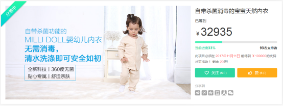 MILLI DOLL婴幼儿内衣上线京东众筹，聪明爸妈的选择