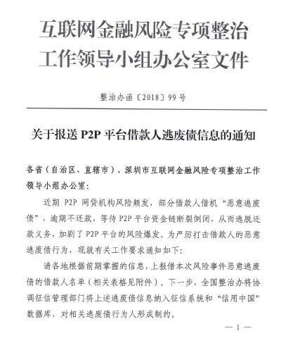 重磅！互金整治办发文严厉打击逃废债，小宝金融积极上报“老赖”名单