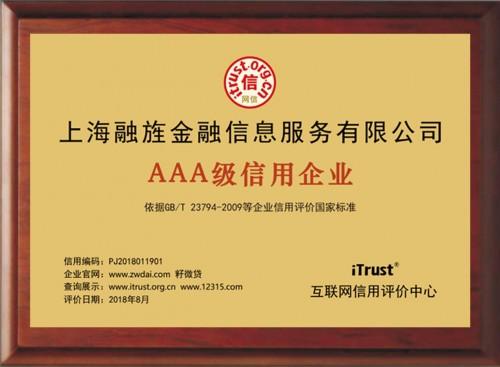 籽微贷获iTrust互联网企业信用评级AAA级