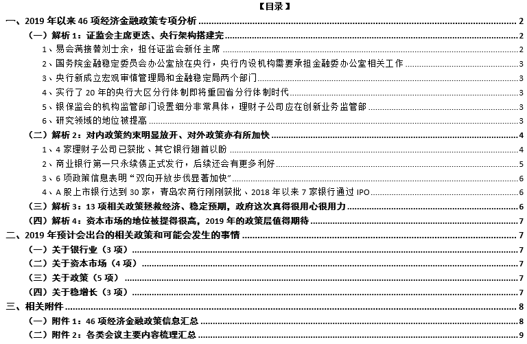 2019年以来近50项经济金融政策信息专题研究