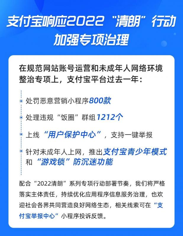 支付宝发布重要公告，将继续加强专项治理